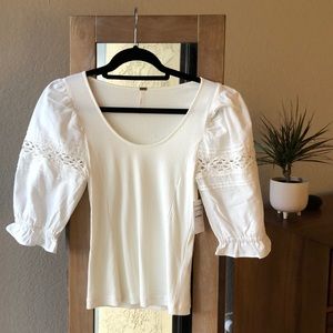Free People | Ribbed Puff Sleeve Top | NWT